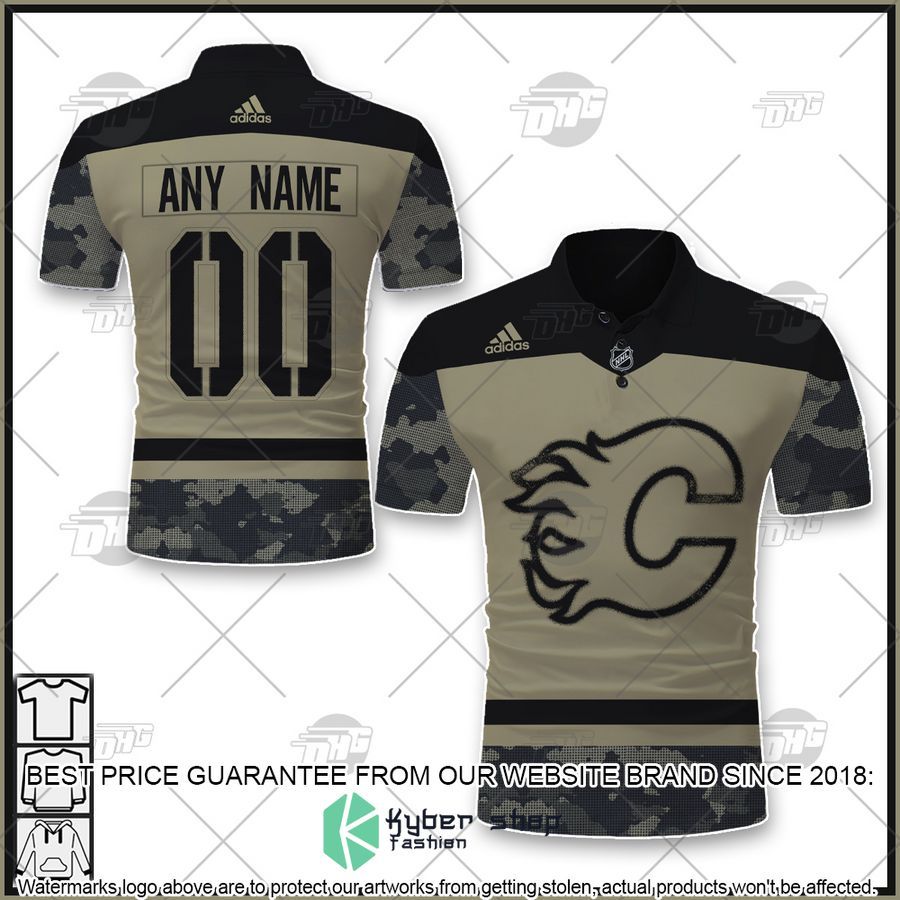 Personalized Nhl Calgary Flames Camo Military Polo Shirt â Zsweater â The Best Place to Order Hoodie