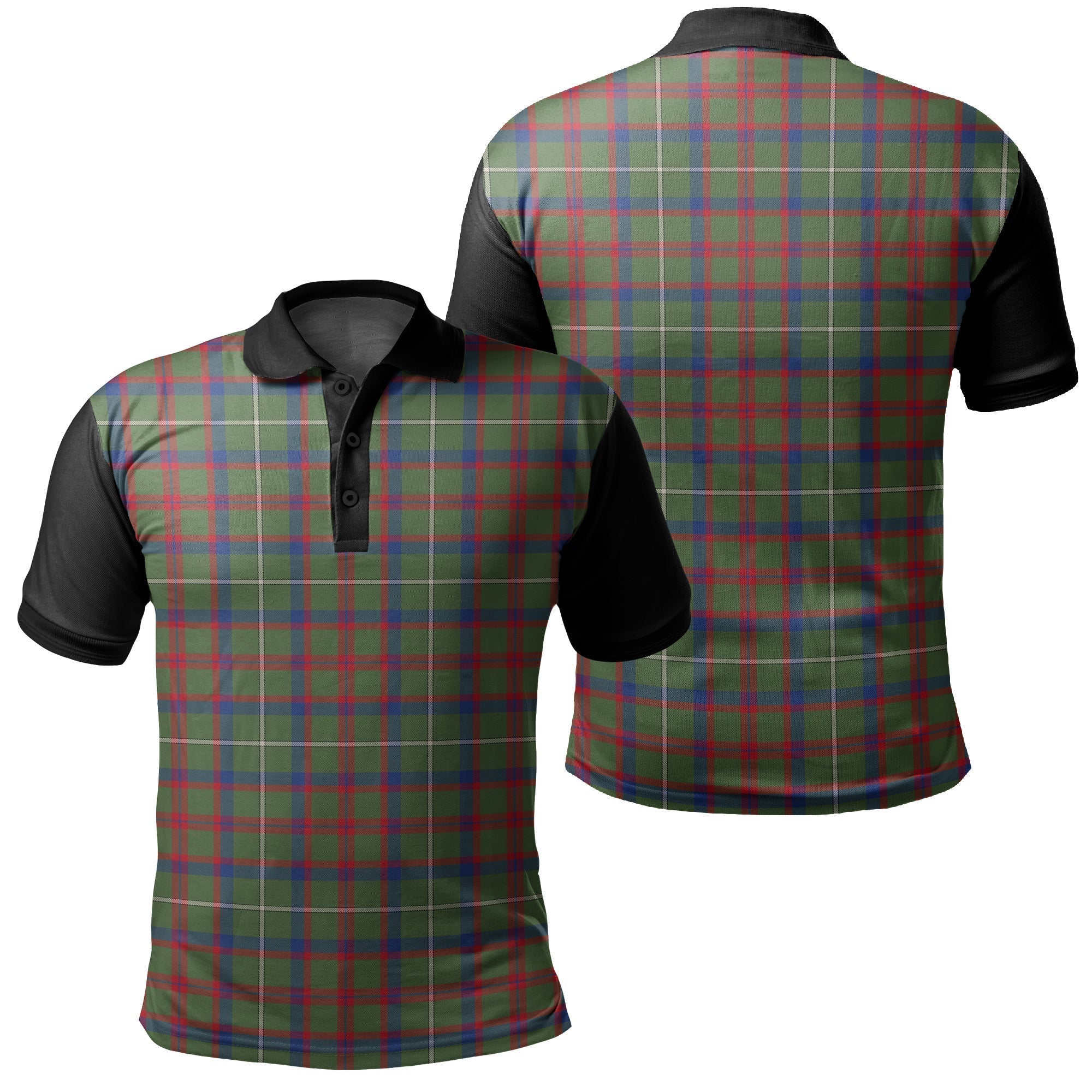 Broun Modern Tartan Crest Polo Shirt - Thistle Black Style main image 1