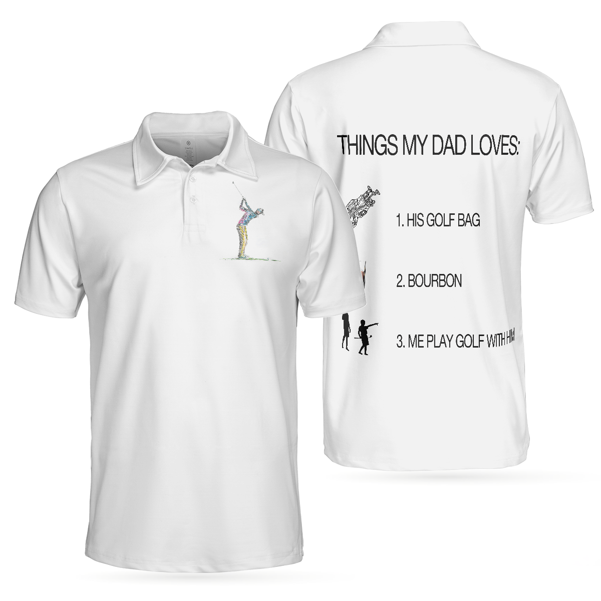 Fathers Day Polo Shirt Golf- Personalized Name 3D Polo Shirt For Golfers -  Store Custom Polo Shirts For Men