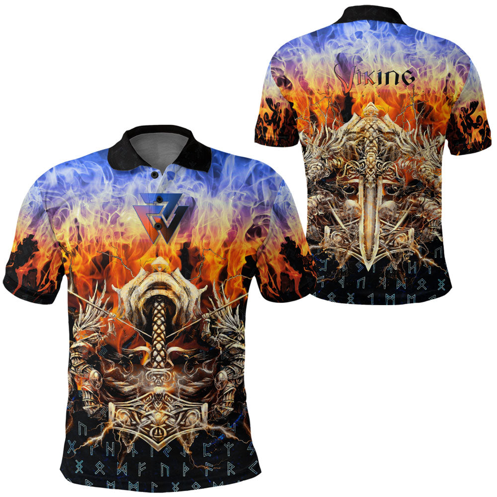 Farquharson Weathered Tartan Polo Shirt Viking Wolf main image 1