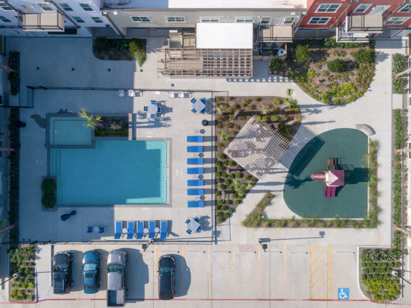 Aerial view of courtyard at Cedars at Carver Park
