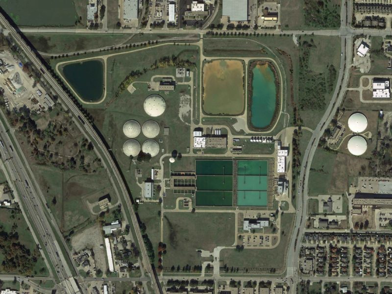 Aerial view of Dallas Water Utilities (DWU) water treatment plants