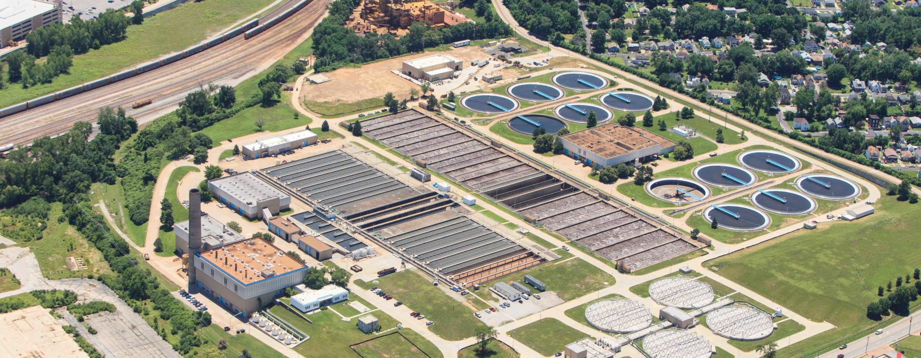Side aerial view of Lemay WWTP UV & Disinfection Facilities