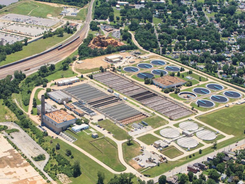 Side aerial view of Lemay WWTP UV & Disinfection Facilities