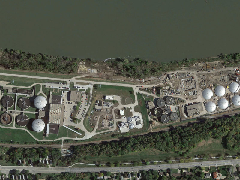 Aerial view of the Missouri River Wastewater Treatment Plant