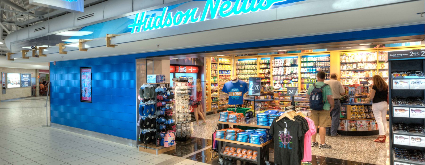 Front of Hudson News retail shop in St. Louis Lambert International Airport