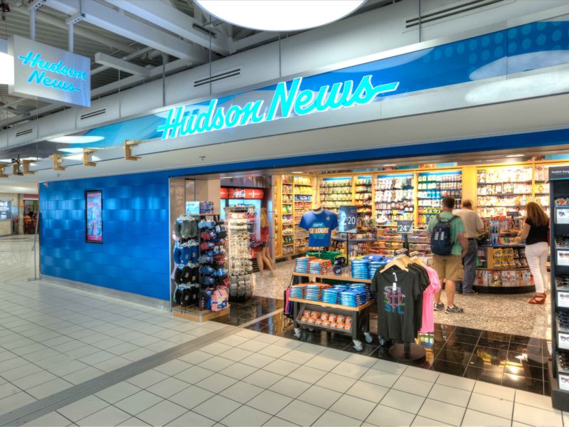 Front of Hudson News retail shop in St. Louis Lambert International Airport