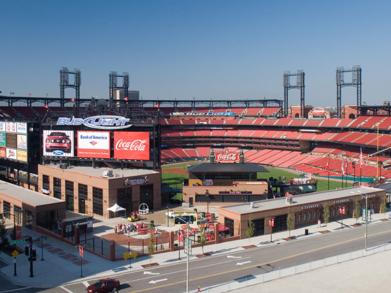 Aerial image of the entire Busch Stadium