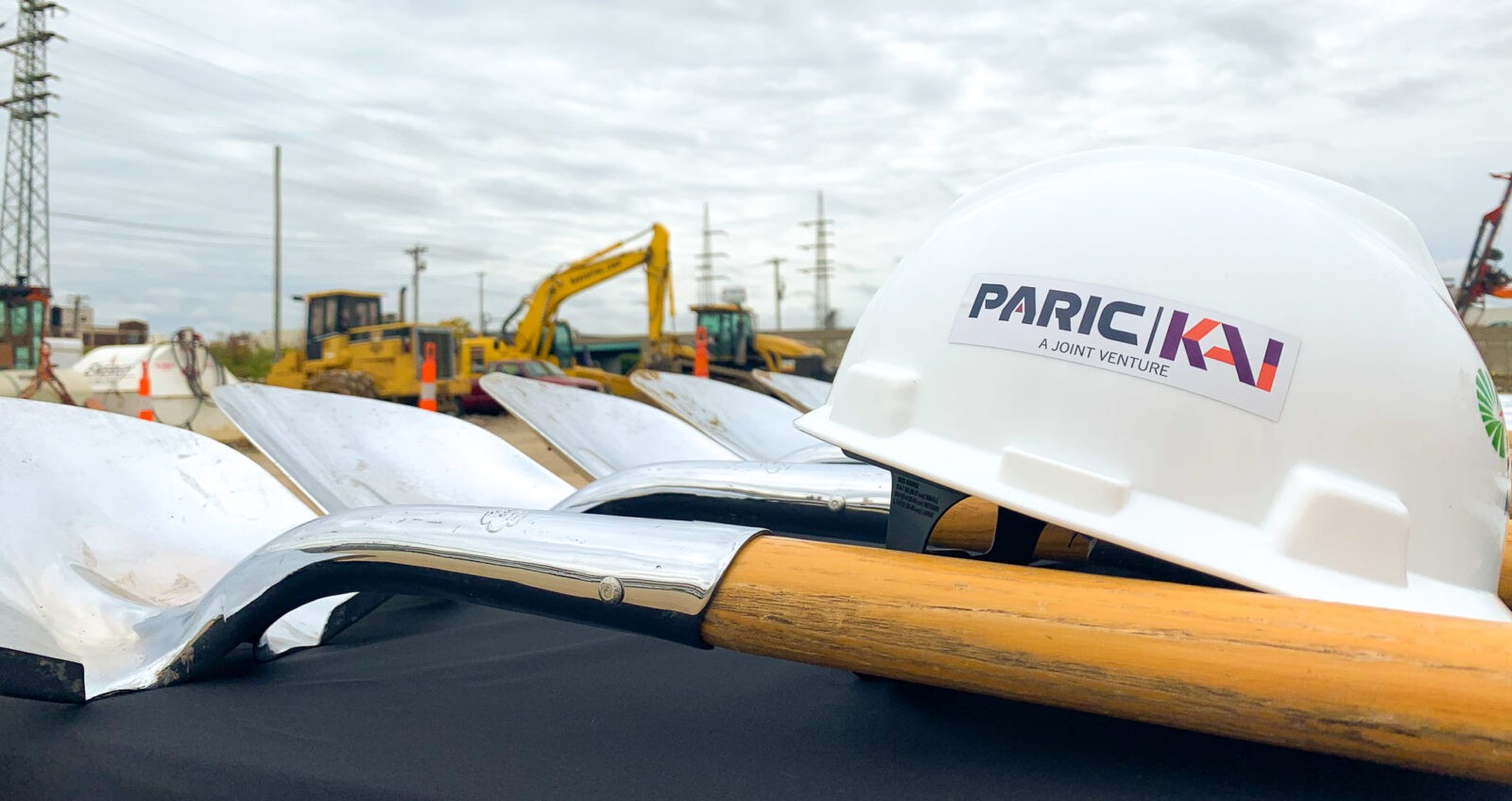 KAI and PARIC construction hat and shovels for the Ameren Missouri Operating Center groundbreaking ceremony