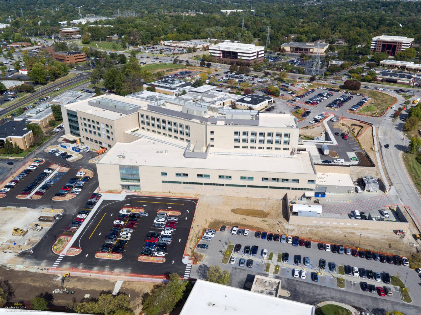 Barnes-Jewish West County Hospital aerial shot back view