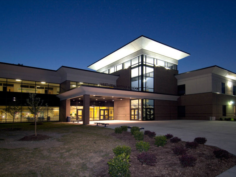 Westview Middle School Exterior at Night