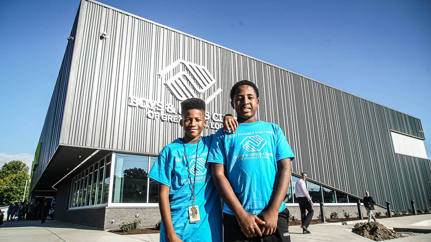 Boys and Girls Club of Greater St. Louis Exterior With Two Boys