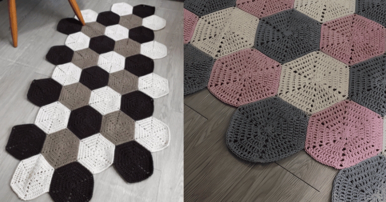 Tapete de Crochê hexagonal