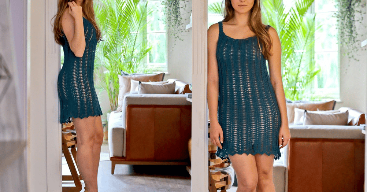 VESTIDO DE CROCHÊ AZUL PETRÓLEO