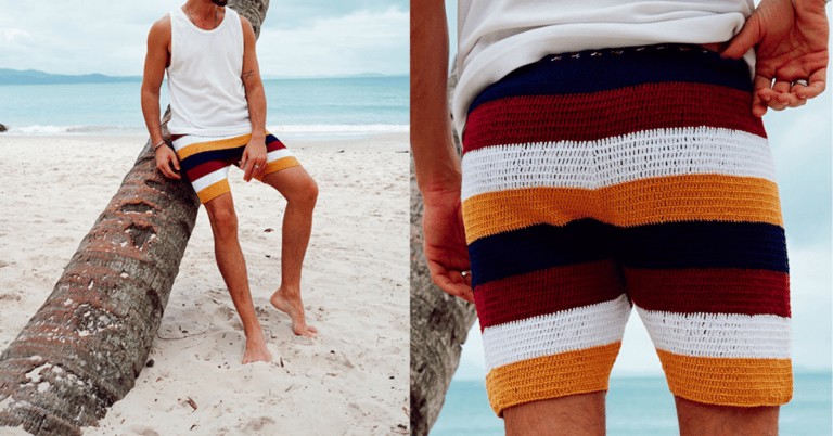 Bermuda masculina de crochê para o verão: Passo a passo com gráficos