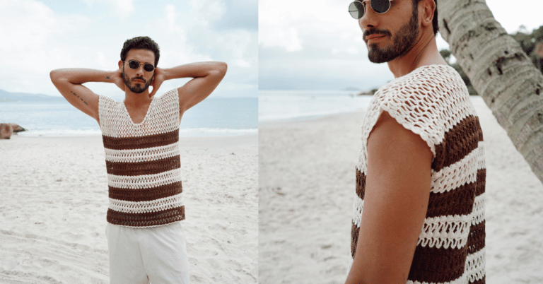 Fique estiloso no verão com a regata de crochê masculina: Passo a passo com gráficos