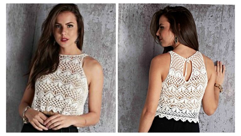 Cropped em Crochê Branco rendadinho