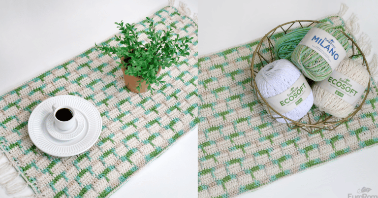 Faça o lindo caminho de mesa em crochê menta: Passo a passo com gráficos