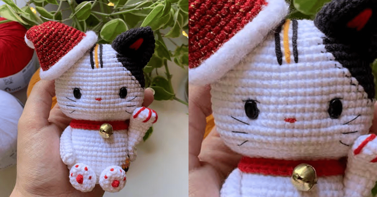 Faça o lindo Gato da Sorte em Crochê: Passo a passo da receita