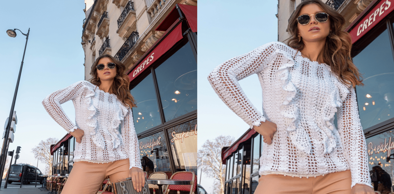 Blusa de crochê Charme: Receita e gráfico