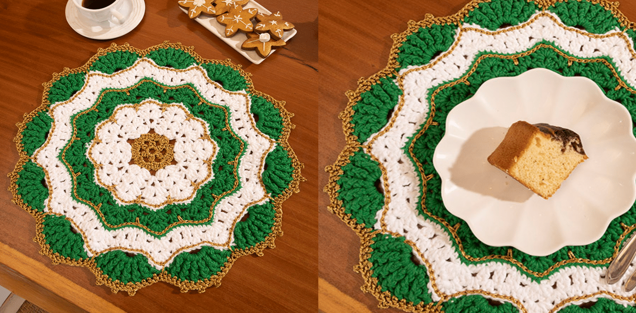 Sousplat de crochê Esperança: Receita e gráfico