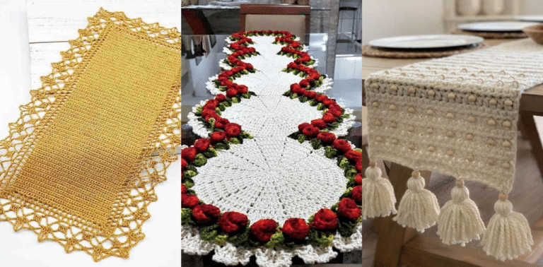 Trilhos de Mesa em Crochê: 24 incríveis inspirações para decorar