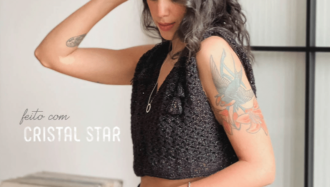 Cropped de crochê fácil fio CRISTAL STAR