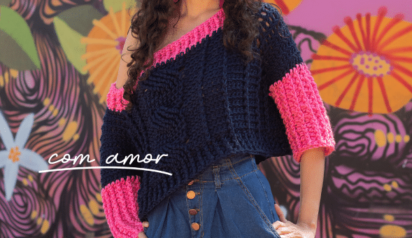 Maxi Casaco Amplitude – Top down de crochê feito com SILKY