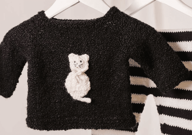 Conjunto Infantil de tricô com gatinho