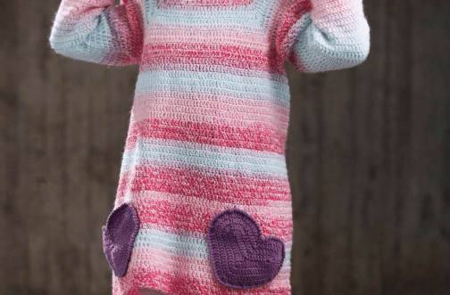 Vestido infantil degradê bolsos corações - Cisne Sintonia