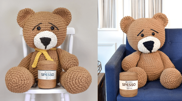 Amigurumi de crochê Ursinho Teddy Brown
