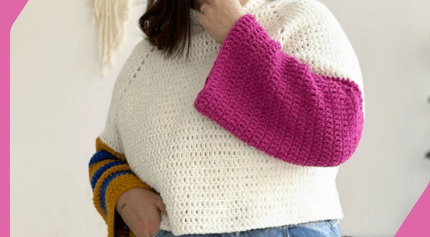 Blusa de chochê Naju – Topdown de crochê feito com fio BOCAINA