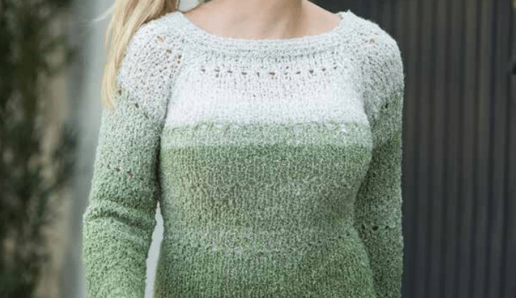 Blusa de tricô verde mescla