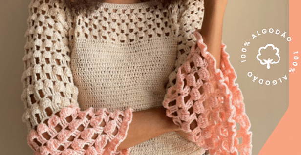 Blusa Topdown Bella de crochê