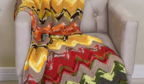 Manta de crochê Chevron Multicolorida