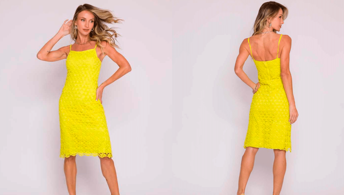 Vestido de Crochê Amarelo Cítrico