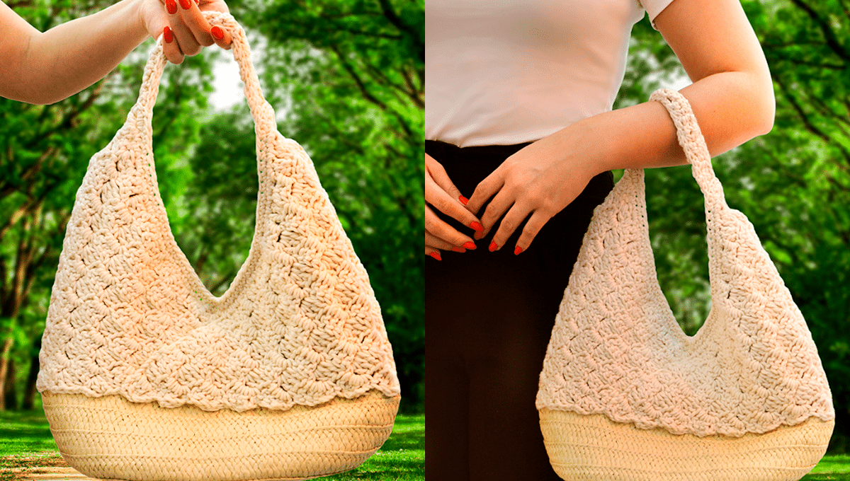 Bolsa de Crochê Natural Barroco