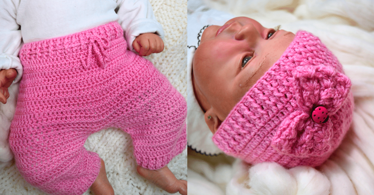 Calça e Touca de Crochê Infantis Baby