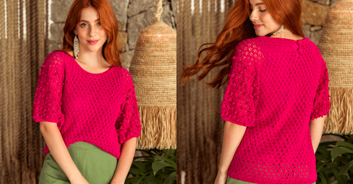 Blusinha em Crochê Pink