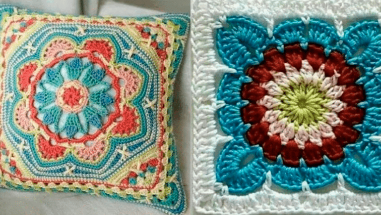 Squares de Crochê Redondo e Quadrado