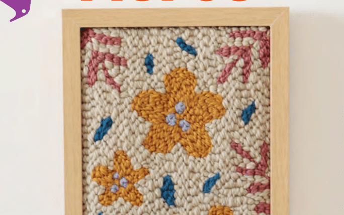 Quadro de Flores em Punch Needle