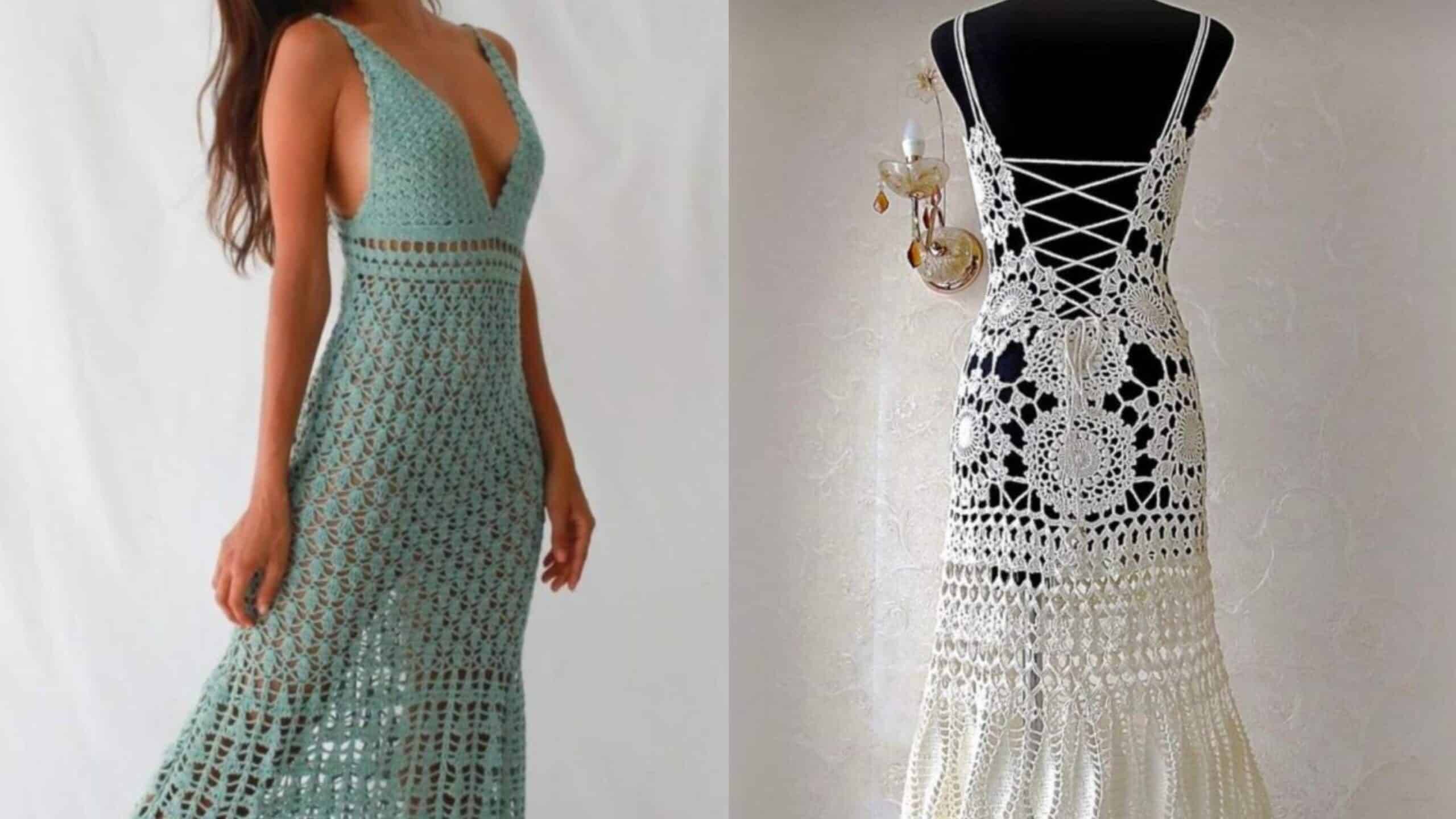 Vestidos de Crochê Longos e Exuberantes: Aprecie Lindas Inspirações Parte 1