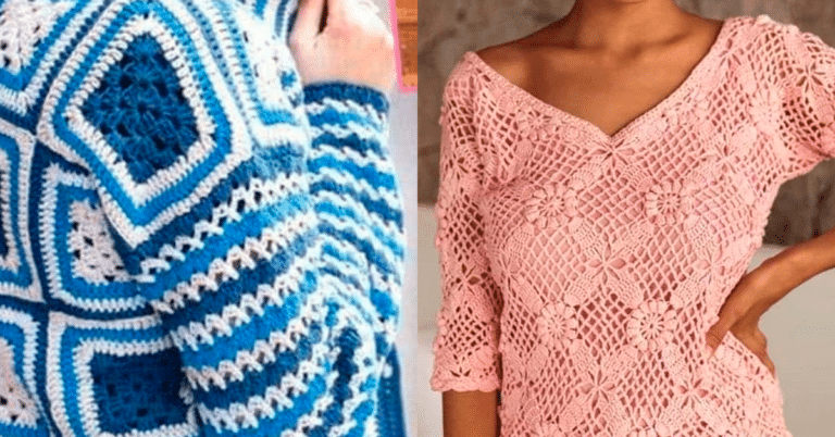 Blusas de Croche com Squares Quadrados