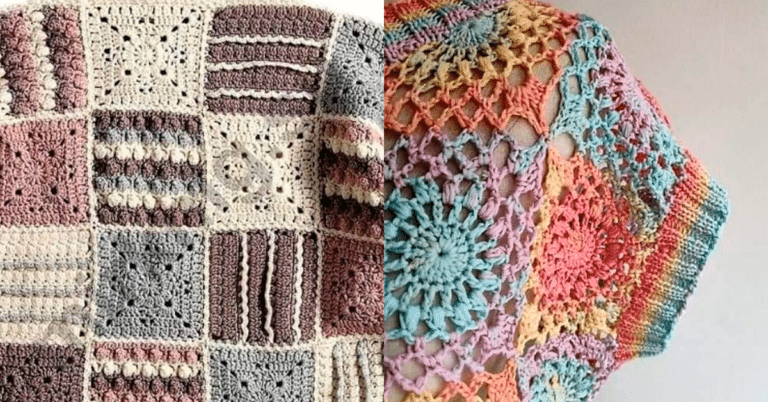 Blusas de Croche Modernas: Squares Quadrados para Criar a Sua Pt 3