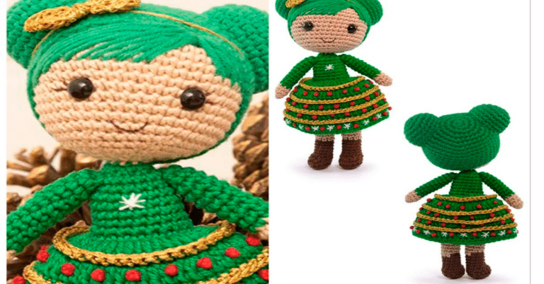 Amigurumi boneca de crochê natalina: Passo a passo