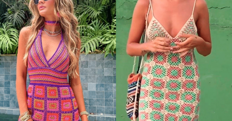 Vestidos de Crochê Bem Fácil com Quadradinhos da Vovó Pt 2