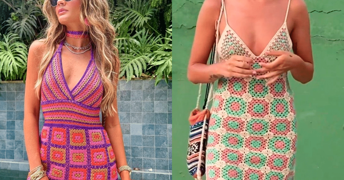 Vestidos de Crochê Bem Fácil com Quadradinhos da Vovó Pt 2