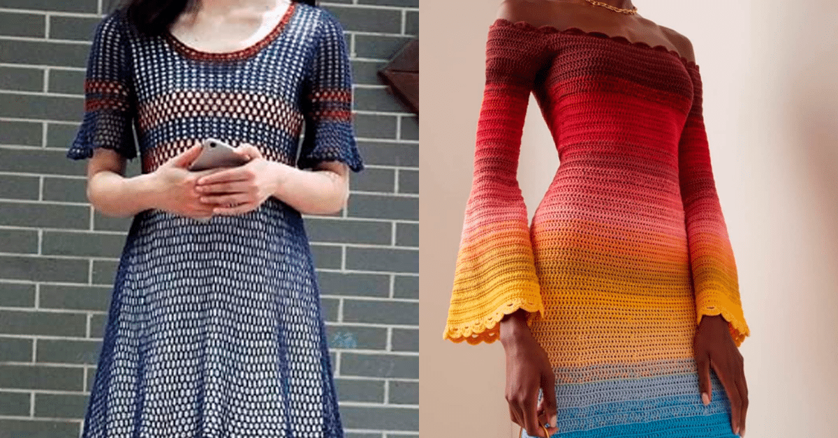 Vestidos de Crochê com Gráficos dos Pontos Fantasia Pt 1