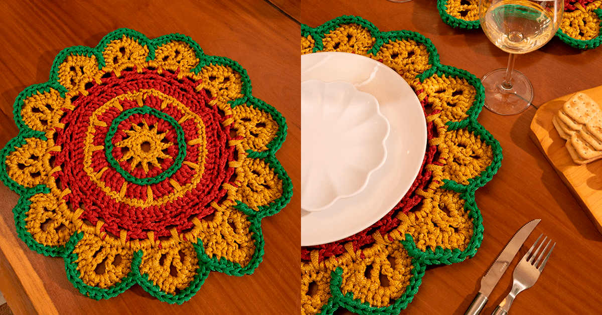 Decoração Natalina: Sousplat de Crochê Magia de Natal