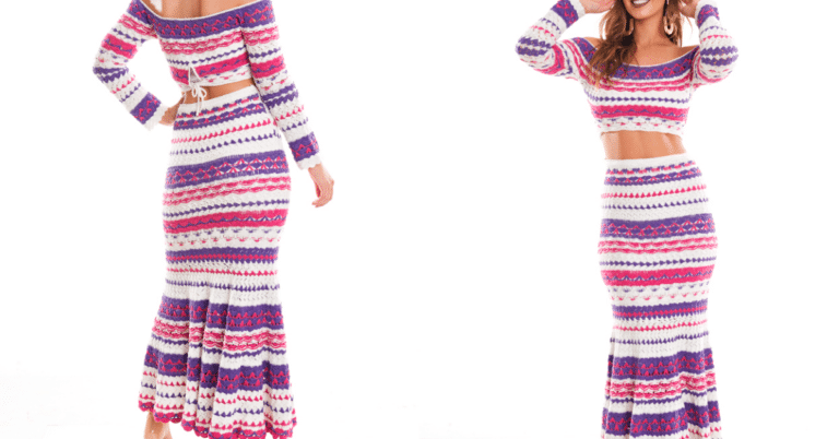 Conjunto de Crochê Rosa Amora Passo a Passo com Gráficos